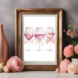 コケットウォールアートライトピンクワイングラス ポスター