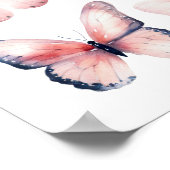 コケットウォールアートライトピンク蝶ポスター ポスター (角)