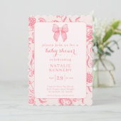 コケットエスティ名門私立校風のティックピンクボウかわいいベビーガール 招待状 (スタンド正面)