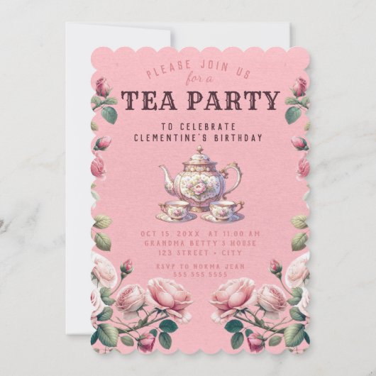 コケットエステティックティーパーティー誕生日招待状 招待状 (裏面)