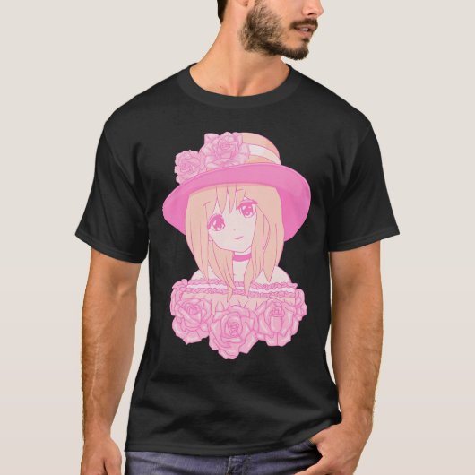 コケットエステティックピンクアニメガールダウンタウンエスティ Tシャツ (正面)
