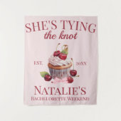 コケットエステティックピンクボウさくらんぼケーキガールファンシー タペストリー (正面)