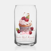 コケットエステティックピンクボウさくらんぼ パーソナライズされた ガラス缶 (正面)