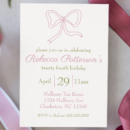 コケットエステティックピンクボウフェミニンデイパーティー 招待状