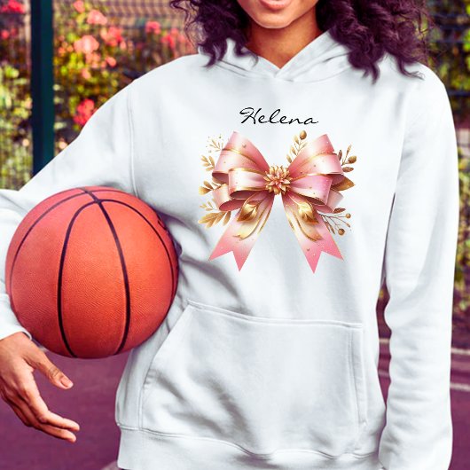 コケットエステティックピンクボウ名前をカスタムするスウェットシャツ パーカ