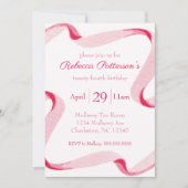 コケットエステティックピンクリボンフェミニンブデイパーティー 招待状 (正面)