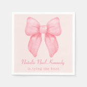 コケットエステティックブライダルシャワーキュートピンクボウ スタンダードカクテルナプキン (正面)