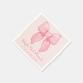 コケットエステティックブライダルシャワーキュートピンクボウ スタンダードカクテルナプキン (角)