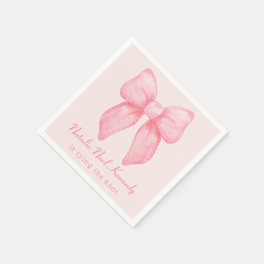 コケットエステティックブライダルシャワーキュートピンクボウ スタンダードカクテルナプキン (角)