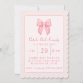 コケットエステティックブライダルシャワーキュートピンクボウ 招待状 (正面)