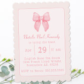 コケットエステティックブライダルシャワーキュートピンクボウ 招待状