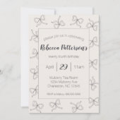 コケットエステティックブラックボウかわいいフェミニンパーティー 招待状 (正面)