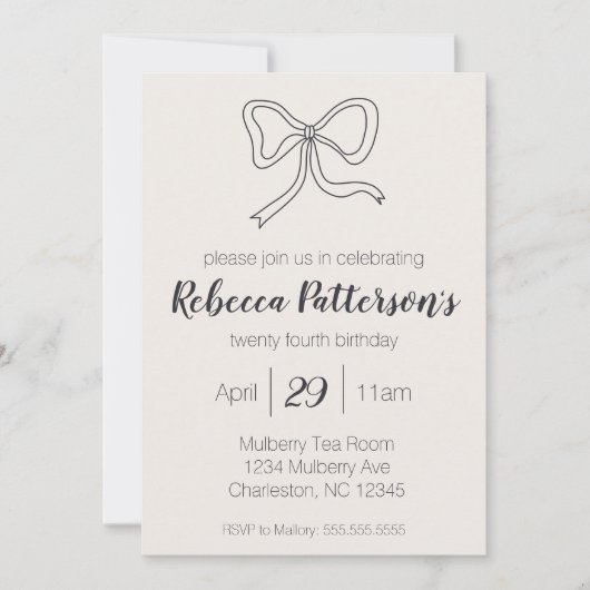 コケットエステティックブラックボウフェミニンデイパーティー 招待状 (正面)