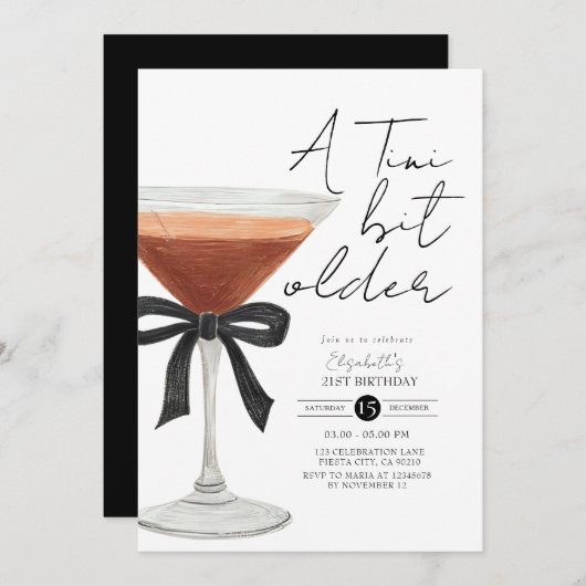 コケットエスプレッソマルティーニ誕生日招待状 招待状 (正面/裏面)