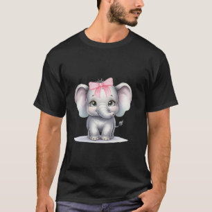 コケットエレファントボウシンプル女の子らしい女の子ピンクかわいい Tシャツ
