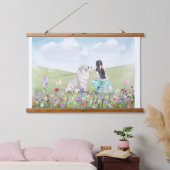 コケットガールアンドドッグ春メドータペストリー 吊り下げ型タペストリー (寝室)