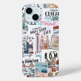 コケットガール名門私立校風のコラージュ、電話ケース iPhone 15ケース