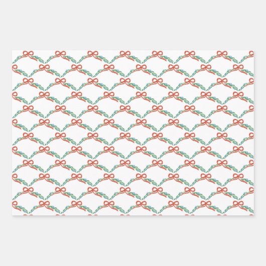 コケットクリスマスガーランドスカロップドードル ラッピングペーパーシート (正面2)