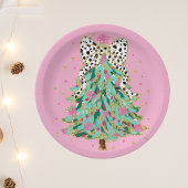 コケットクリスマスツリーピンク紙プレート ペーパープレート