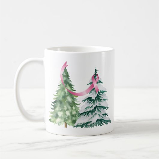 コケットクリスマスツリー、乳がん認識度 コーヒーマグカップ (左)