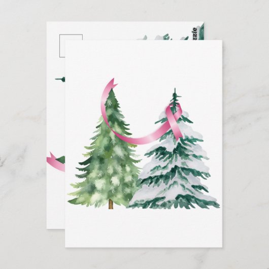 コケットクリスマスツリー、乳がん認識度 ポストカード (正面/裏面)