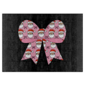 コケットクリスマスピンクボウサンタヴィンテージレトロ カッティングボード (正面)