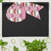 コケットクリスマスピンクボウサンタヴィンテージレトロ キッチンタオル (折り畳み)