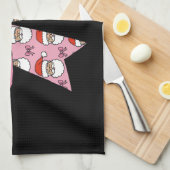 コケットクリスマスピンクボウサンタヴィンテージレトロ キッチンタオル (四つ折り)