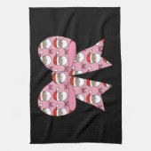 コケットクリスマスピンクボウサンタヴィンテージレトロ キッチンタオル (縦)