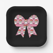 コケットクリスマスピンクボウサンタヴィンテージレトロ ペーパープレート (正面)