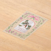 コケットクリスマスファミリーフォトピンクグリーンドードル アクリル招待状 (レイダウン)