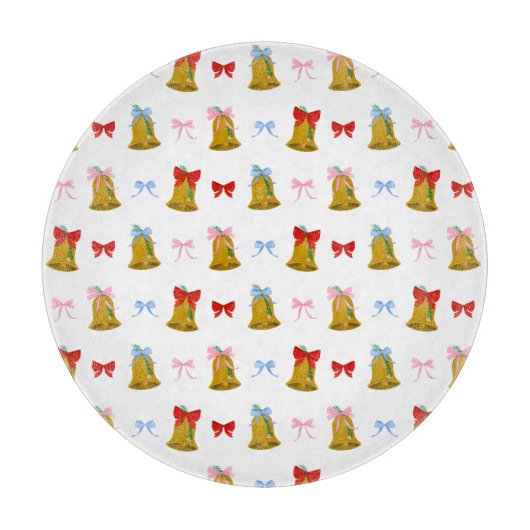 コケットクリスマスベルズ&ボウ名門私立校風のクラシック カッティングボード (正面)