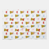 コケットクリスマスベルズ&ボウ名門私立校風のクラシック キッチンタオル (横)