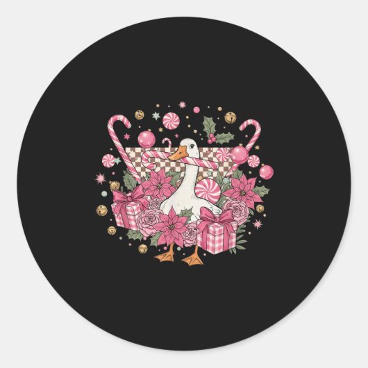 コケットクリスマスNkレトロかわいいグース市松模様にF ラウンドシール (正面)