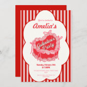 コケットケーキガレンティーズデイバレンタインズピンクレッド 招待状 (正面/裏面)