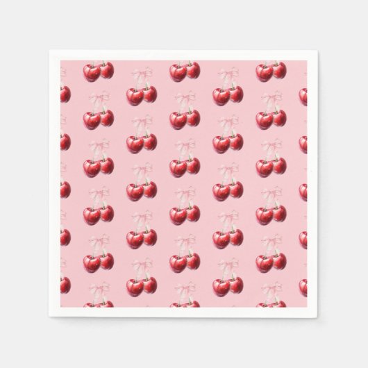 コケットシックさくらんぼベビーシャワー スタンダードカクテルナプキン (正面)