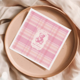 コケットジンガムフランスのテディベア赤ちゃんシャワー スタンダードカクテルナプキン