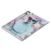 コケットスタイルピンクアンドブルーレトロポップ・アートのアートコラージュ ノートブック (左側)