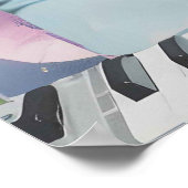 コケットスタイルピンクアンドブルーレトロポップ・アートのアートコラージュ ポスター (角)