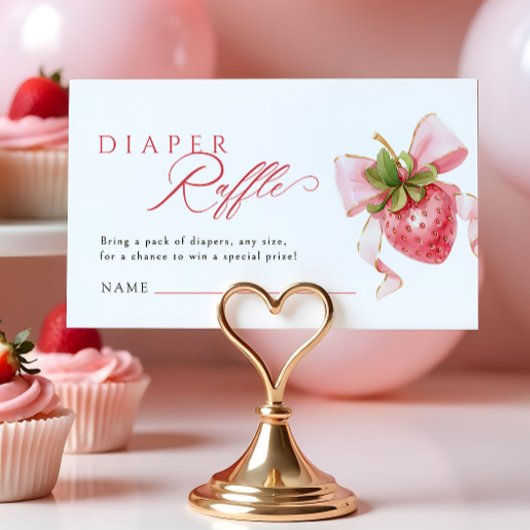 コケットストロベリーベビーシャワーおむつラッフル エンクロージャーカード