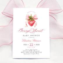 コケットストロベリーベビーシャワー招待状