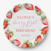 コケットストロベリーボウベリーファースト誕生日 ペーパープレート (正面)