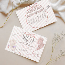 コケットスランバーピンクストライプパーティー誕生日 招待状