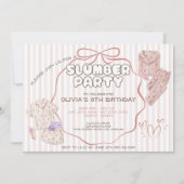 コケットスランバーピンクストライプパーティー誕生日 招待状 (正面)
