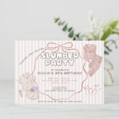 コケットスランバーピンクストライプパーティー誕生日 招待状 (スタンド正面)