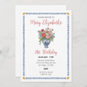 コケットチノイスリーフローラ誕生日招待状 サンキューカード (正面/裏面)