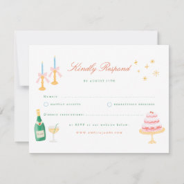 コケットチャームの手描き結婚式RSVP 出欠カード