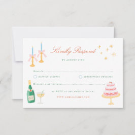 コケットチャームの手描き結婚式RSVP 招待状