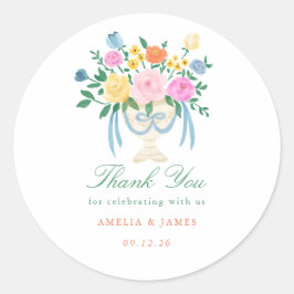 コケットチャームフラワーハンドペイントウェディング ラウンドシール