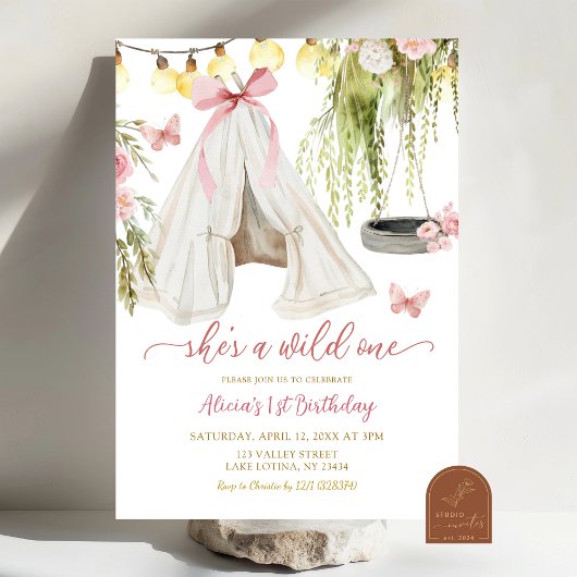 コケットテペワイルドワンガールファースト誕生日 招待状